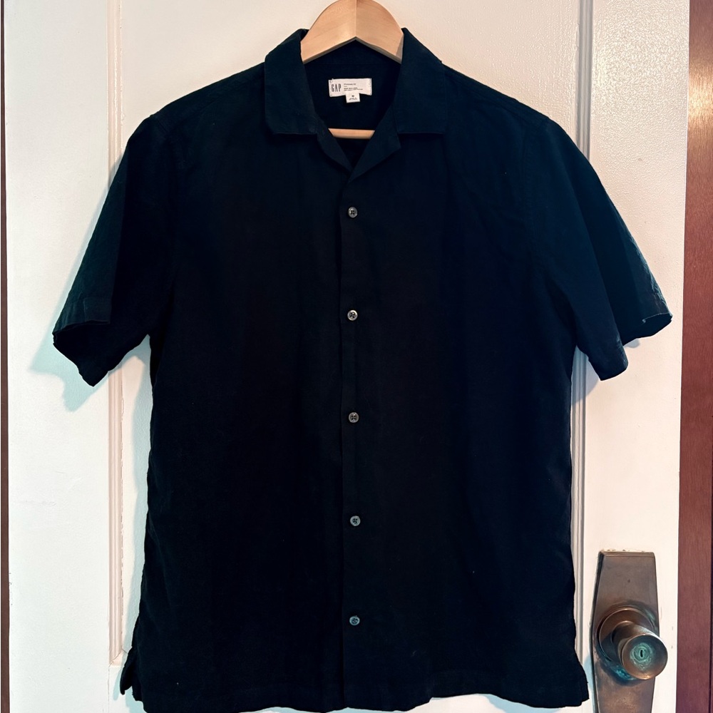 GAP Men’s Black Casual SS Linen Club/Cabana Shirt